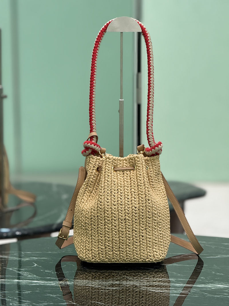 プラダ アウトレット PRADA クロシェ ミニ バケットバッグ 1BE068_2MHA_F0018_V_OVZ ナチュラル ビスコース プラダ バッグ アウトレット - 画像 (7)