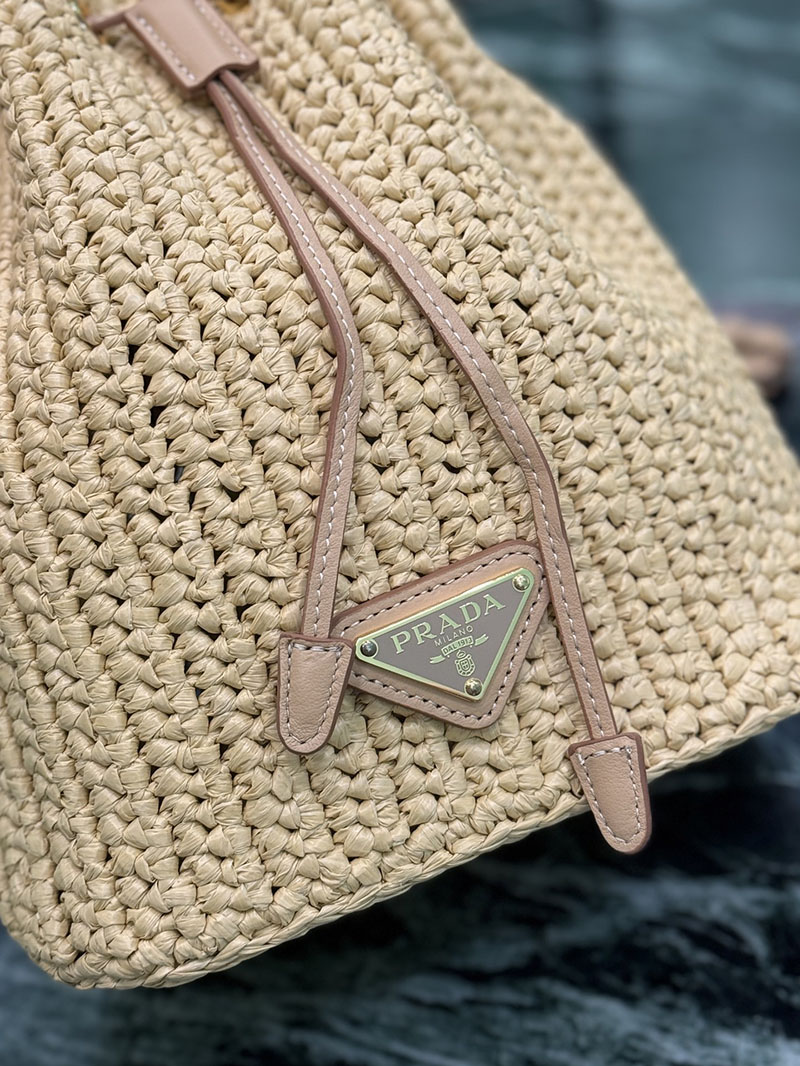 プラダ アウトレット PRADA クロシェ ミニ バケットバッグ 1BE068_2MHA_F0018_V_OVZ ナチュラル ビスコース プラダ バッグ アウトレット - 画像 (6)