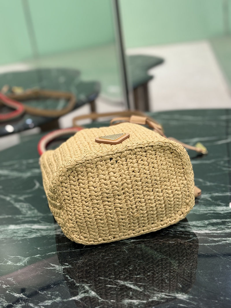 プラダ アウトレット PRADA クロシェ ミニ バケットバッグ 1BE068_2MHA_F0018_V_OVZ ナチュラル ビスコース プラダ バッグ アウトレット - 画像 (4)