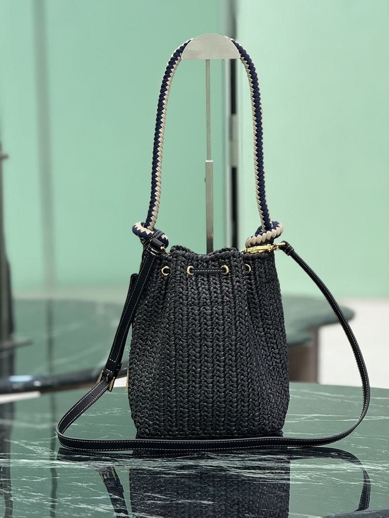プラダ アウトレット PRADA クロシェ ミニ バケットバッグ 1BE068_2MHA_F0002_V_OVZ ブラック ビスコース プラダ バッグ アウトレット - 画像 (7)