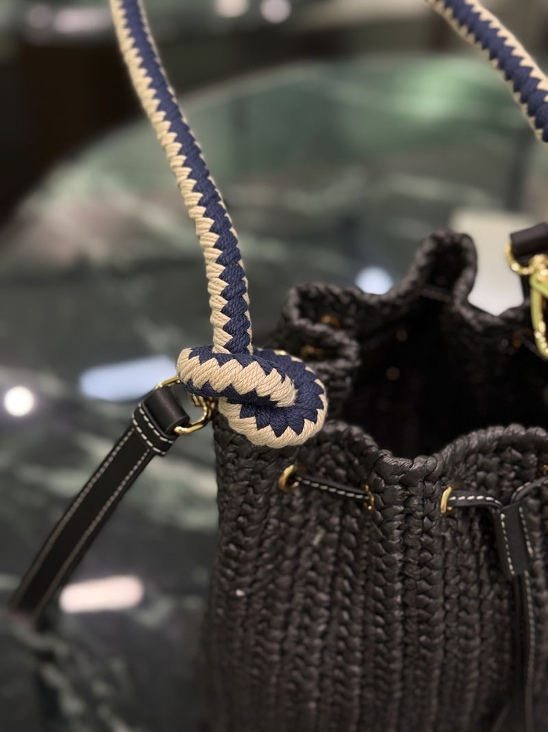 プラダ アウトレット PRADA クロシェ ミニ バケットバッグ 1BE068_2MHA_F0002_V_OVZ ブラック ビスコース プラダ バッグ アウトレット - 画像 (5)