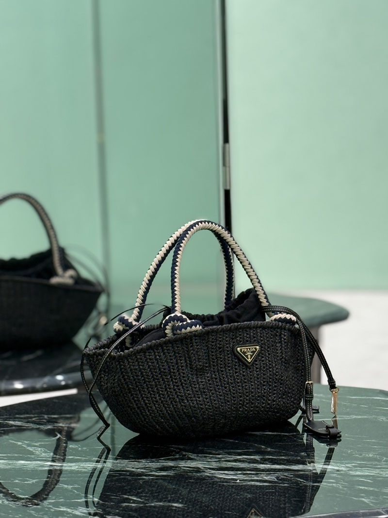 プラダ アウトレット PRADA スモール クロシェ バッグ 1BA463_2MHA_F0002_V_OVO ブラック ビスコース プラダ バッグ アウトレット - 画像 (9)