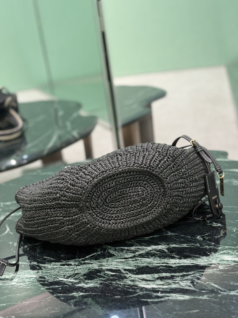 プラダ アウトレット PRADA スモール クロシェ バッグ 1BA463_2MHA_F0002_V_OVO ブラック ビスコース プラダ バッグ アウトレット - 画像 (4)