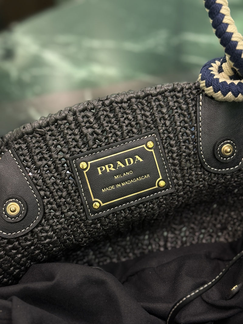 プラダ アウトレット PRADA スモール クロシェ バッグ 1BA463_2MHA_F0002_V_OVO ブラック ビスコース プラダ バッグ アウトレット - 画像 (2)