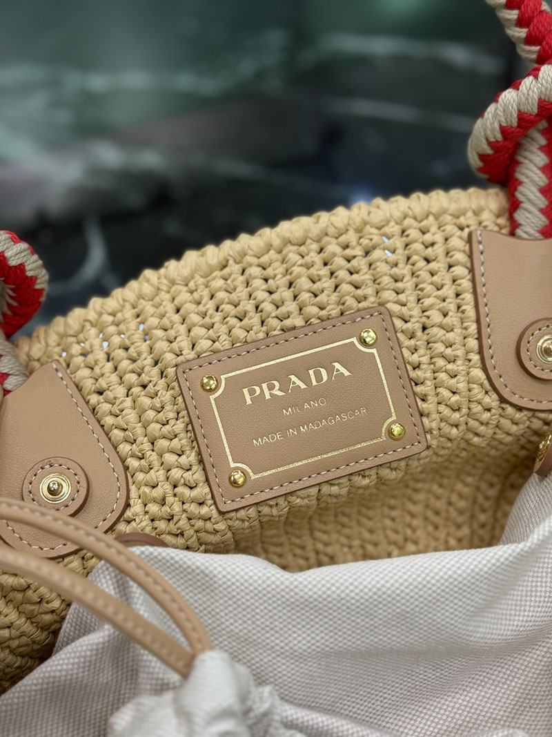 プラダ アウトレット PRADA スモール クロシェ バッグ 1BA463_2MHA_F0018_V_OVO ナチュラル ビスコース プラダ バッグ アウトレット - 画像 (2)