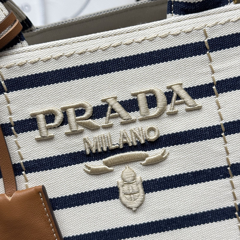 プラダ アウトレット PRADA ストライプ コットンキャンバス ミニバッグ 1BA038_2HJN_F0C56_V_8OX アイボリー/ブルー H品 プラダ トートバッグ 人気 - 画像 (6)