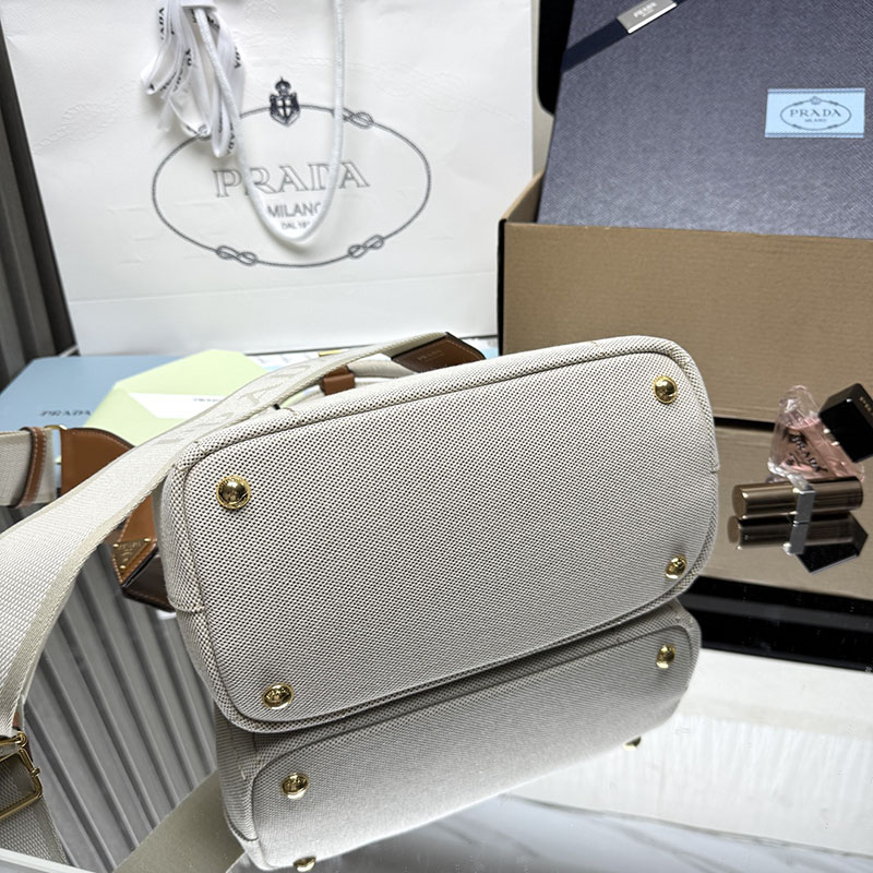 プラダ アウトレット PRADA スモール リネンブレンド ハンドバッグ 1BG464_2CX9_F0018_V_8OM ナチュラル H品 プラダ トートバッグ 人気 - 画像 (7)