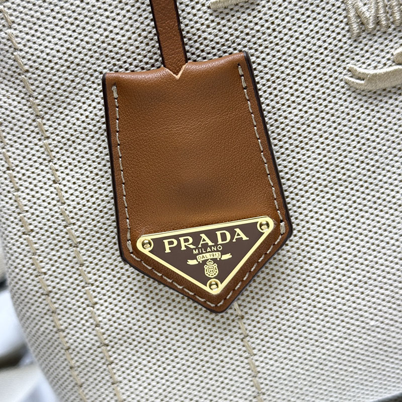プラダ アウトレット PRADA スモール リネンブレンド ハンドバッグ 1BG464_2CX9_F0018_V_8OM ナチュラル H品 プラダ トートバッグ 人気 - 画像 (5)