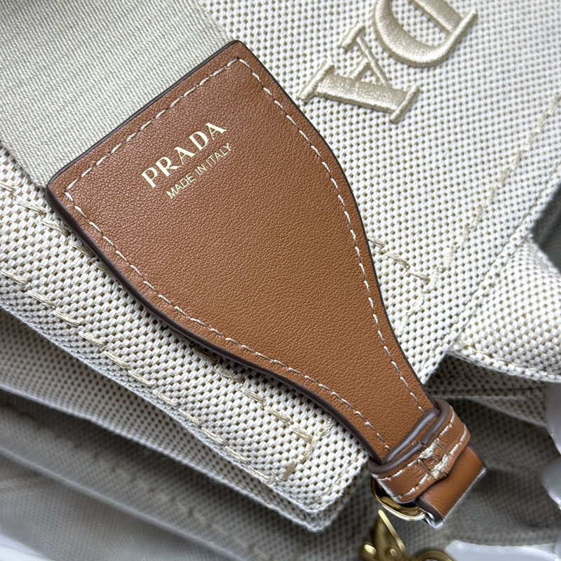 プラダ アウトレット PRADA スモール リネンブレンド ハンドバッグ 1BG464_2CX9_F0018_V_8OM ナチュラル H品 プラダ トートバッグ 人気 - 画像 (4)