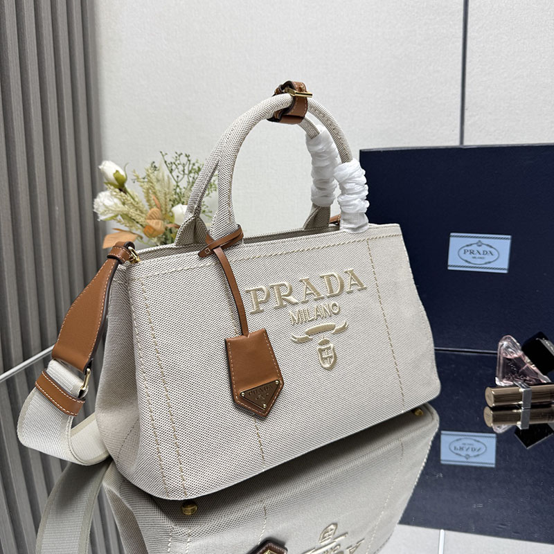 プラダ アウトレット PRADA ラージ リネンブレンド ハンドバッグ 1BG554_2CX9_F0018_V_8OM ナチュラル H品 プラダ トートバッグ 人気 - 画像 (8)