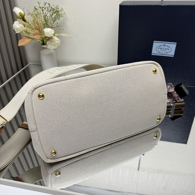 プラダ アウトレット PRADA ラージ リネンブレンド ハンドバッグ 1BG554_2CX9_F0018_V_8OM ナチュラル H品 プラダ トートバッグ 人気 - 画像 (7)