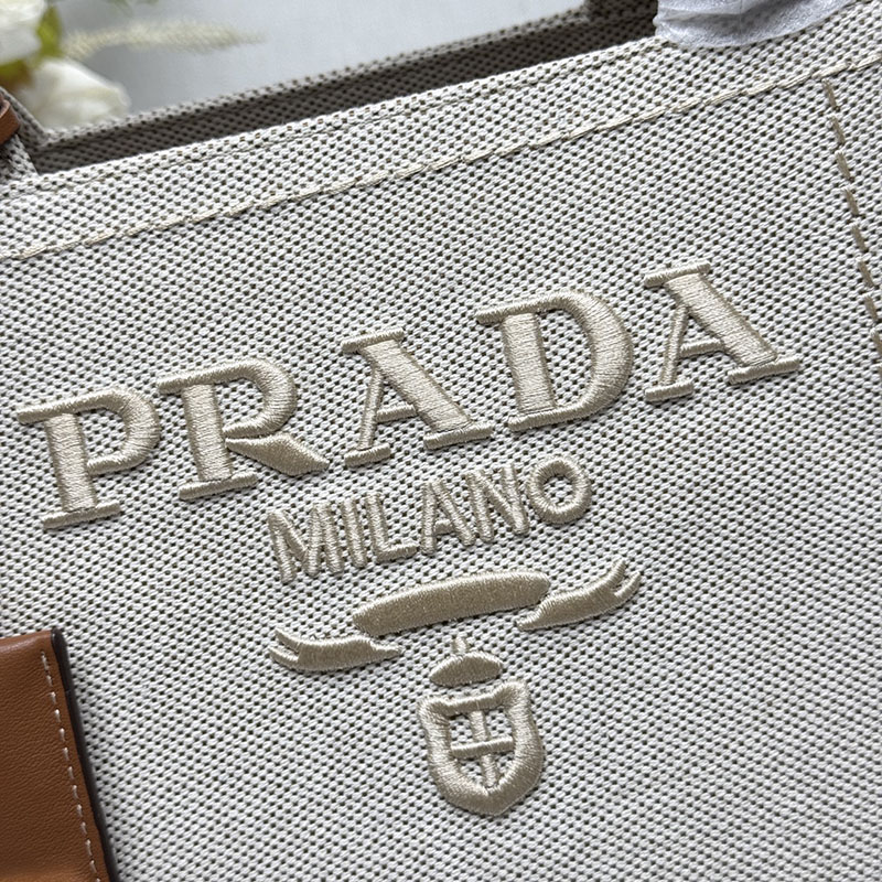 プラダ アウトレット PRADA ラージ リネンブレンド ハンドバッグ 1BG554_2CX9_F0018_V_8OM ナチュラル H品 プラダ トートバッグ 人気 - 画像 (6)