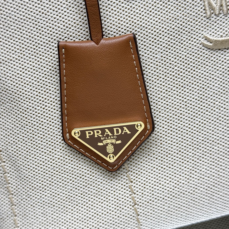 プラダ アウトレット PRADA ラージ リネンブレンド ハンドバッグ 1BG554_2CX9_F0018_V_8OM ナチュラル H品 プラダ トートバッグ 人気 - 画像 (5)