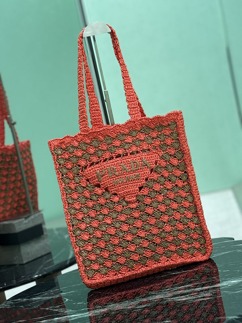 プラダ アウトレット PRADA トートバッグ RAFIA ラフィア 1BG393_2A2T_F068Z_V_OOO レッド H品 プラダ トートバッグ キャンバス - 画像 (9)