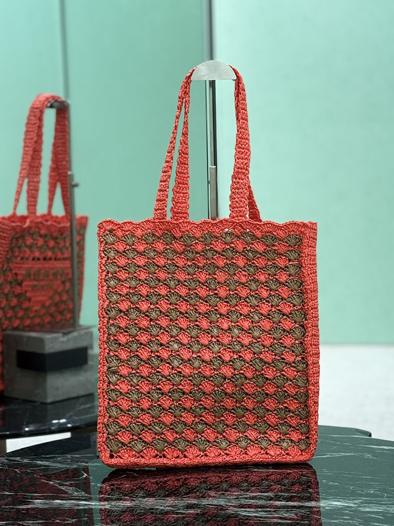 プラダ アウトレット PRADA トートバッグ RAFIA ラフィア 1BG393_2A2T_F068Z_V_OOO レッド H品 プラダ トートバッグ キャンバス - 画像 (8)