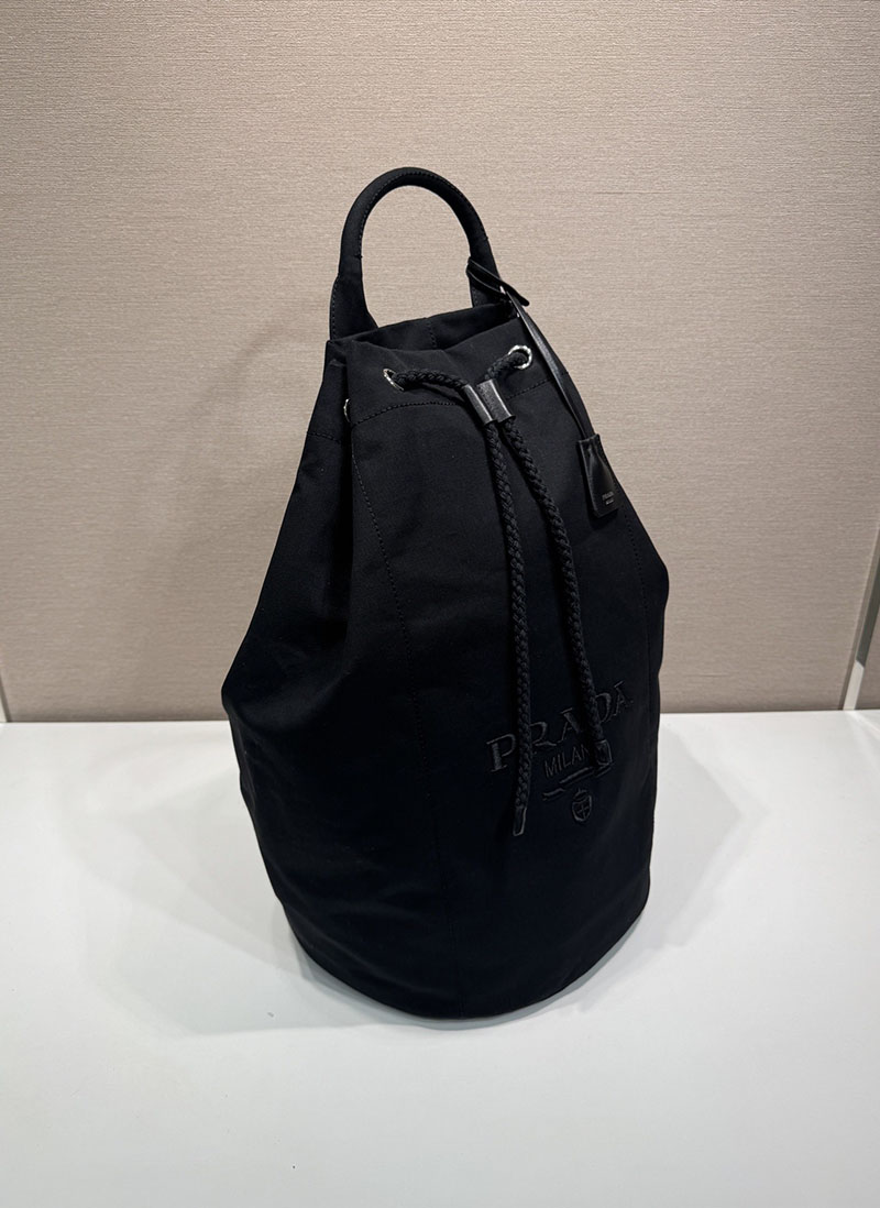プラダ アウトレット PRADA キャンバス ドローストリング ダッフルバッグ 2VY011_2CYA_F0002_V_OOO ブラック H品 プラダ メンズバッグ アウトレット - 画像 (8)
