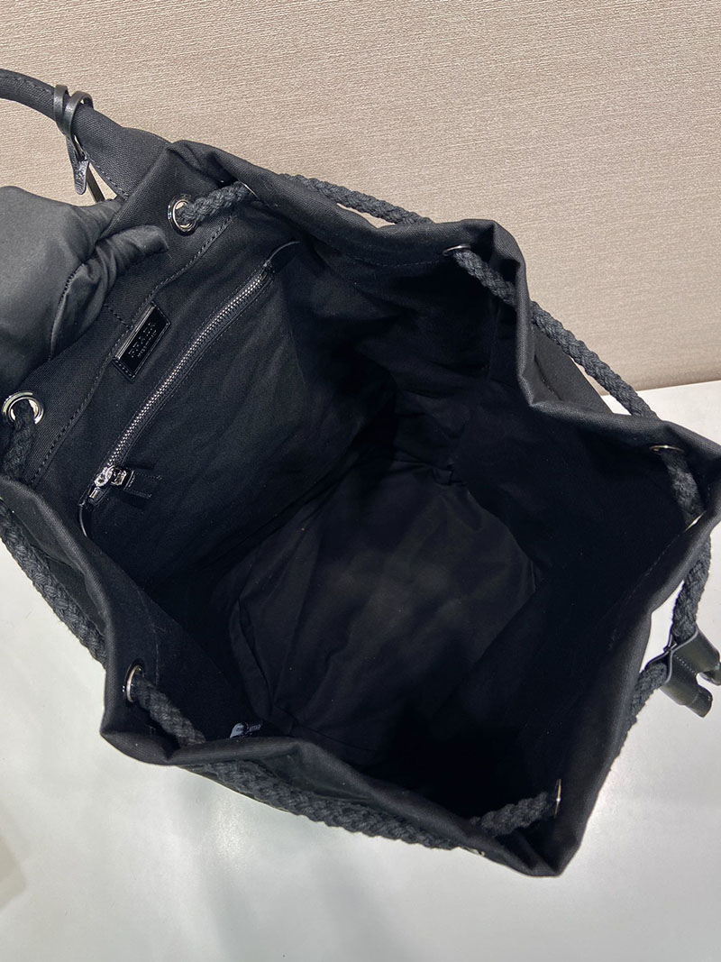 プラダ アウトレット PRADA キャンバス ドローストリング ダッフルバッグ 2VY011_2CYA_F0002_V_OOO ブラック H品 プラダ メンズバッグ アウトレット - 画像 (3)