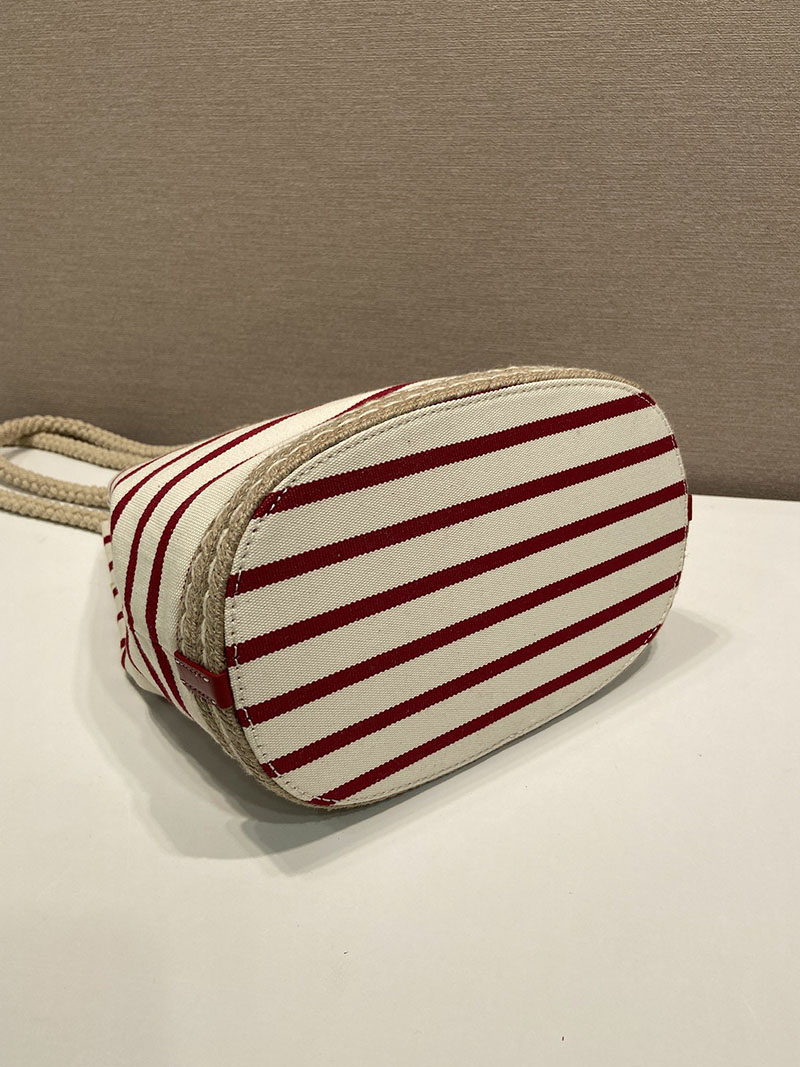 PRADA プラダ マリナー スモール ファブリック バケットバッグ 1BE082_2HHL_F059I_V_OOH アイボリー/レッド H品 プラダ 巾着バッグ アウトレット - 画像 (5)