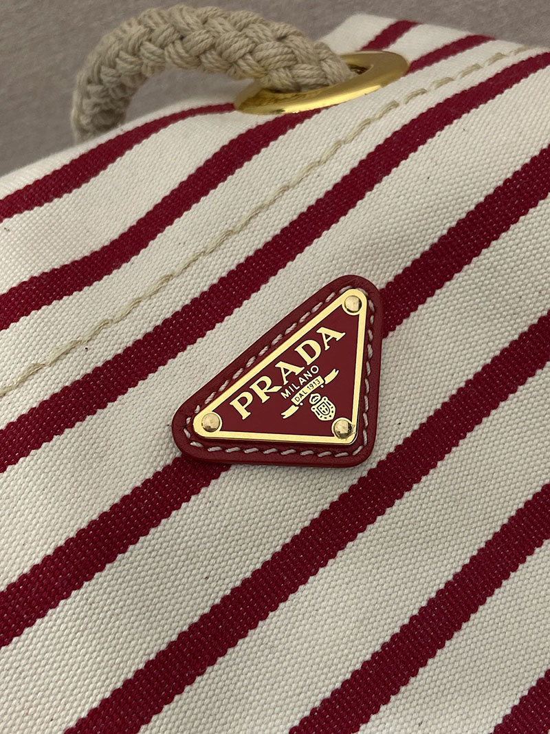 PRADA プラダ マリナー スモール ファブリック バケットバッグ 1BE082_2HHL_F059I_V_OOH アイボリー/レッド H品 プラダ 巾着バッグ アウトレット - 画像 (4)