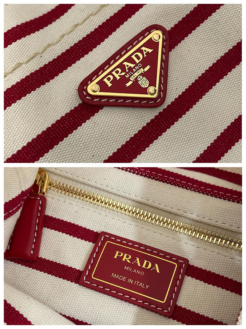 PRADA プラダ マリナー スモール ファブリック バケットバッグ 1BE082_2HHL_F059I_V_OOH アイボリー/レッド H品 プラダ 巾着バッグ アウトレット - 画像 (2)