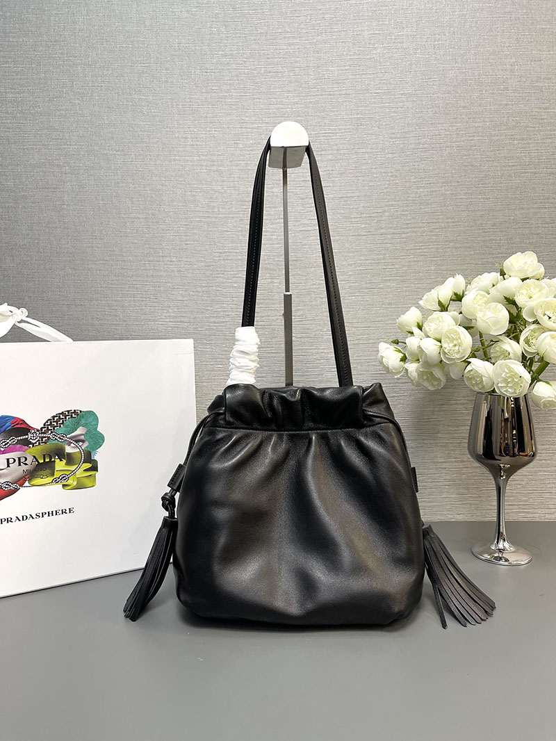 プラダ アウトレット PRADA フリンジ付き ナッパレザー ショルダーバッグ 1BG541_2DX8_F0002_V_OOO ブラック H品 レディース プラダ ショルダーバッグ - 画像 (9)