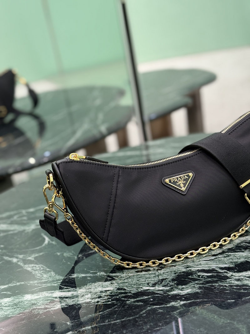 プラダ アウトレット PRADA ドゥミ・リュンヌ Re-Nylon ショルダーバッグ 1BH222_R064_F0002_V_NOO ブラック H品 レディース プラダ ショルダーバッグ - 画像 (8)