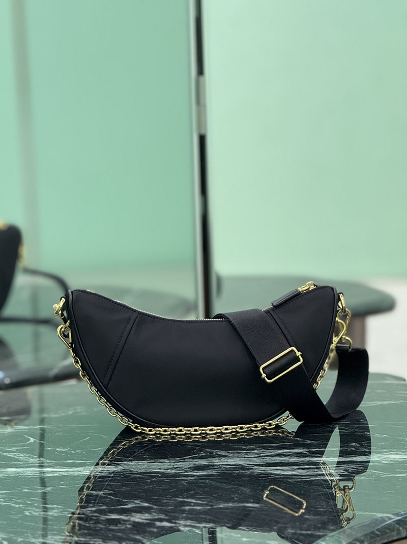 プラダ アウトレット PRADA ドゥミ・リュンヌ Re-Nylon ショルダーバッグ 1BH222_R064_F0002_V_NOO ブラック H品 レディース プラダ ショルダーバッグ - 画像 (7)