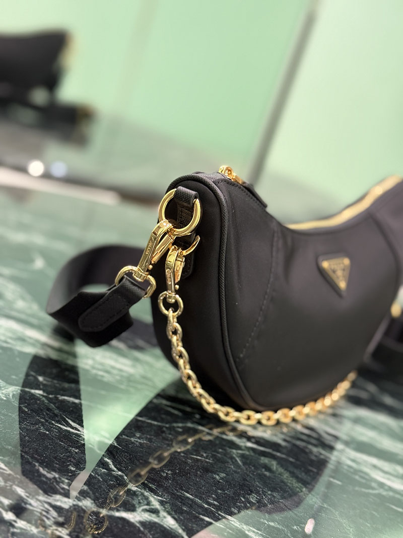 プラダ アウトレット PRADA ドゥミ・リュンヌ Re-Nylon ショルダーバッグ 1BH222_R064_F0002_V_NOO ブラック H品 レディース プラダ ショルダーバッグ - 画像 (5)