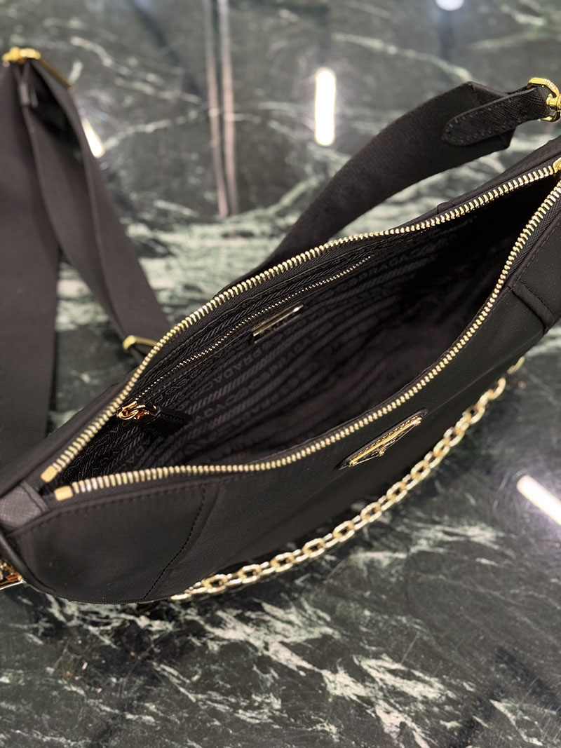 プラダ アウトレット PRADA ドゥミ・リュンヌ Re-Nylon ショルダーバッグ 1BH222_R064_F0002_V_NOO ブラック H品 レディース プラダ ショルダーバッグ - 画像 (3)