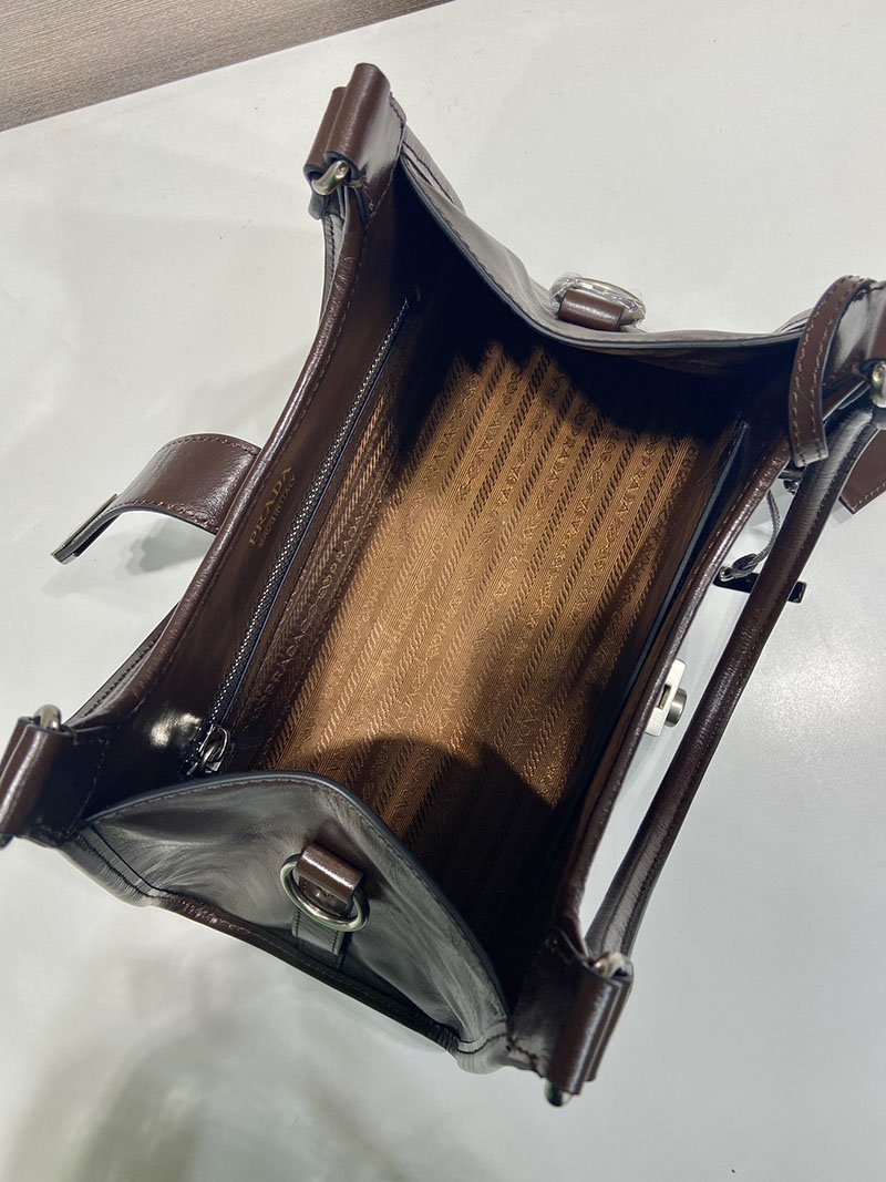 プラダ アウトレット PRADA ミディアム レザー トートバッグ 1BG563_2CYR_F01D6_V_OOO ダークブラウン H品 プラダ バッグ アウトレット店舗 - 画像 (3)