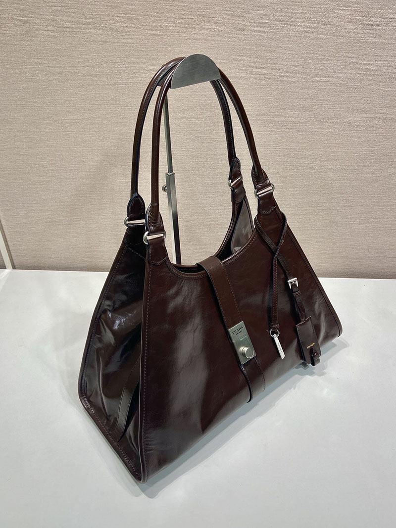 プラダ アウトレット PRADA ラージ レザー トートバッグ 1BG570_2CYR_F01D6_V_OOO ダークブラウン H品 プラダ バッグ アウトレット店舗 - 画像 (9)
