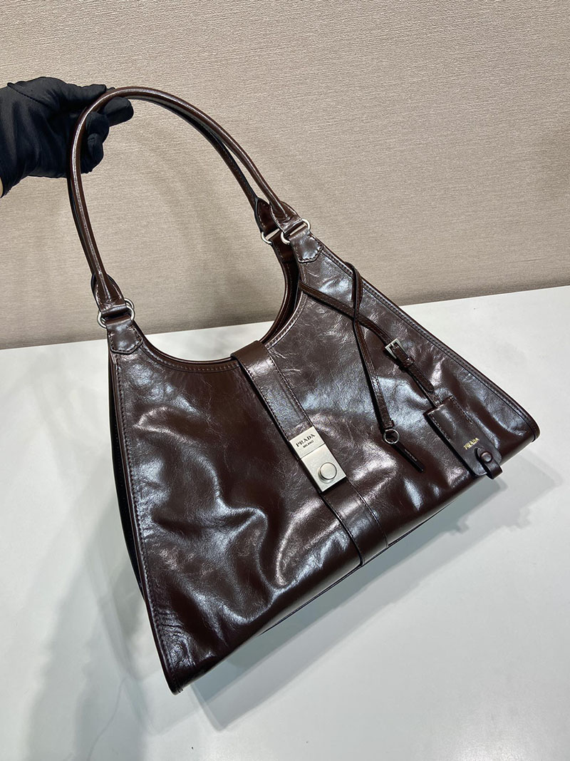 プラダ アウトレット PRADA ラージ レザー トートバッグ 1BG570_2CYR_F01D6_V_OOO ダークブラウン H品 プラダ バッグ アウトレット店舗 - 画像 (8)