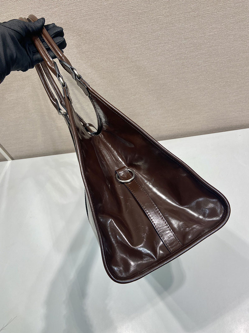 プラダ アウトレット PRADA ラージ レザー トートバッグ 1BG570_2CYR_F01D6_V_OOO ダークブラウン H品 プラダ バッグ アウトレット店舗 - 画像 (6)