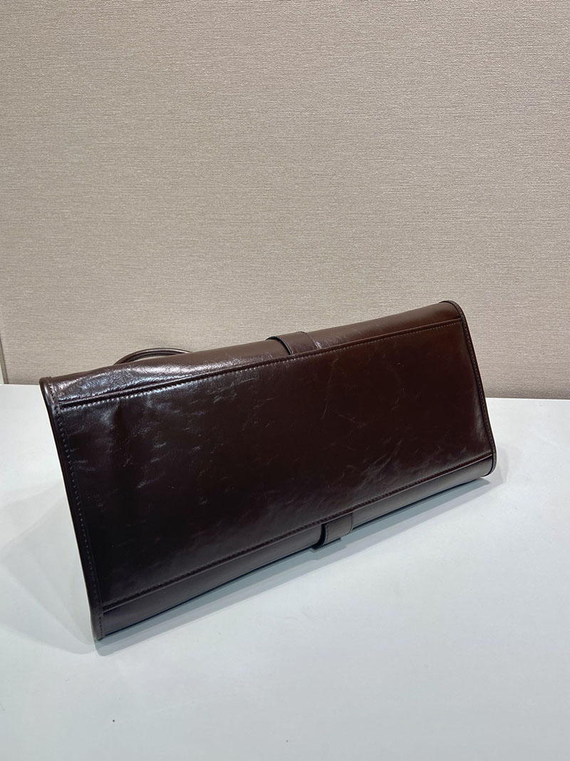 プラダ アウトレット PRADA ラージ レザー トートバッグ 1BG570_2CYR_F01D6_V_OOO ダークブラウン H品 プラダ バッグ アウトレット店舗 - 画像 (5)