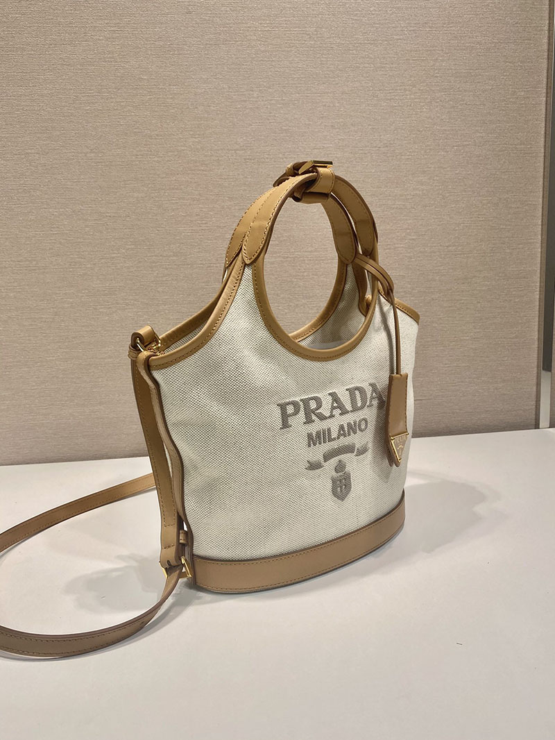 プラダ アウトレット PRADA リネン混コットンキャンバス×レザー 1BE074_2DLI_F0018_V_OAH ナチュラル H品 プラダ バッグ アウトレット店舗 - 画像 (8)