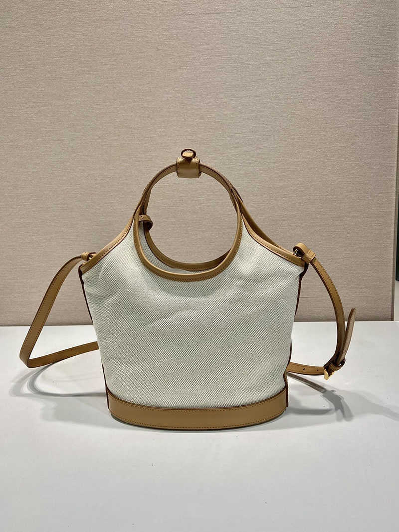 プラダ アウトレット PRADA リネン混コットンキャンバス×レザー 1BE074_2DLI_F0018_V_OAH ナチュラル H品 プラダ バッグ アウトレット店舗 - 画像 (6)