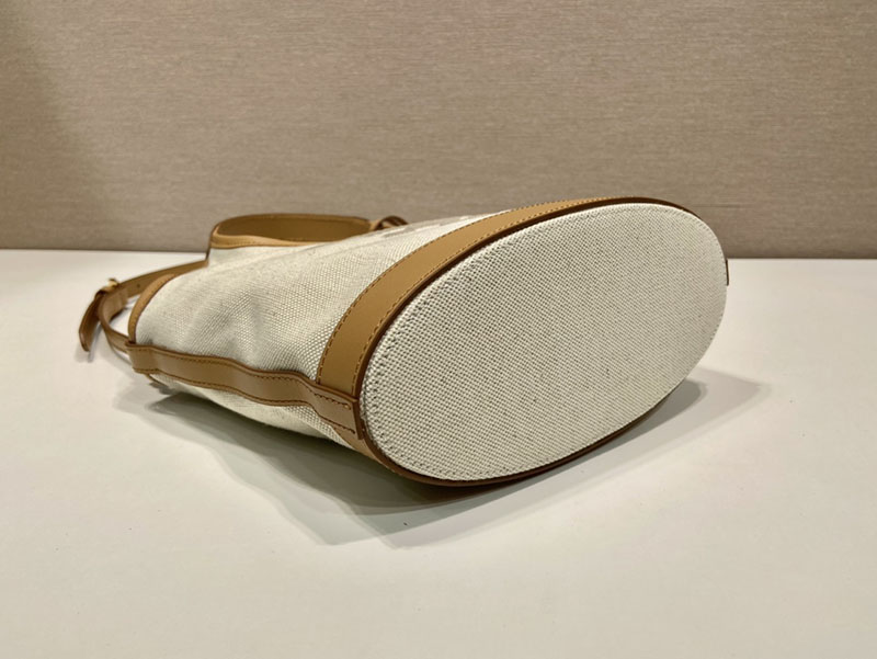 プラダ アウトレット PRADA リネン混コットンキャンバス×レザー 1BE074_2DLI_F0018_V_OAH ナチュラル H品 プラダ バッグ アウトレット店舗 - 画像 (5)