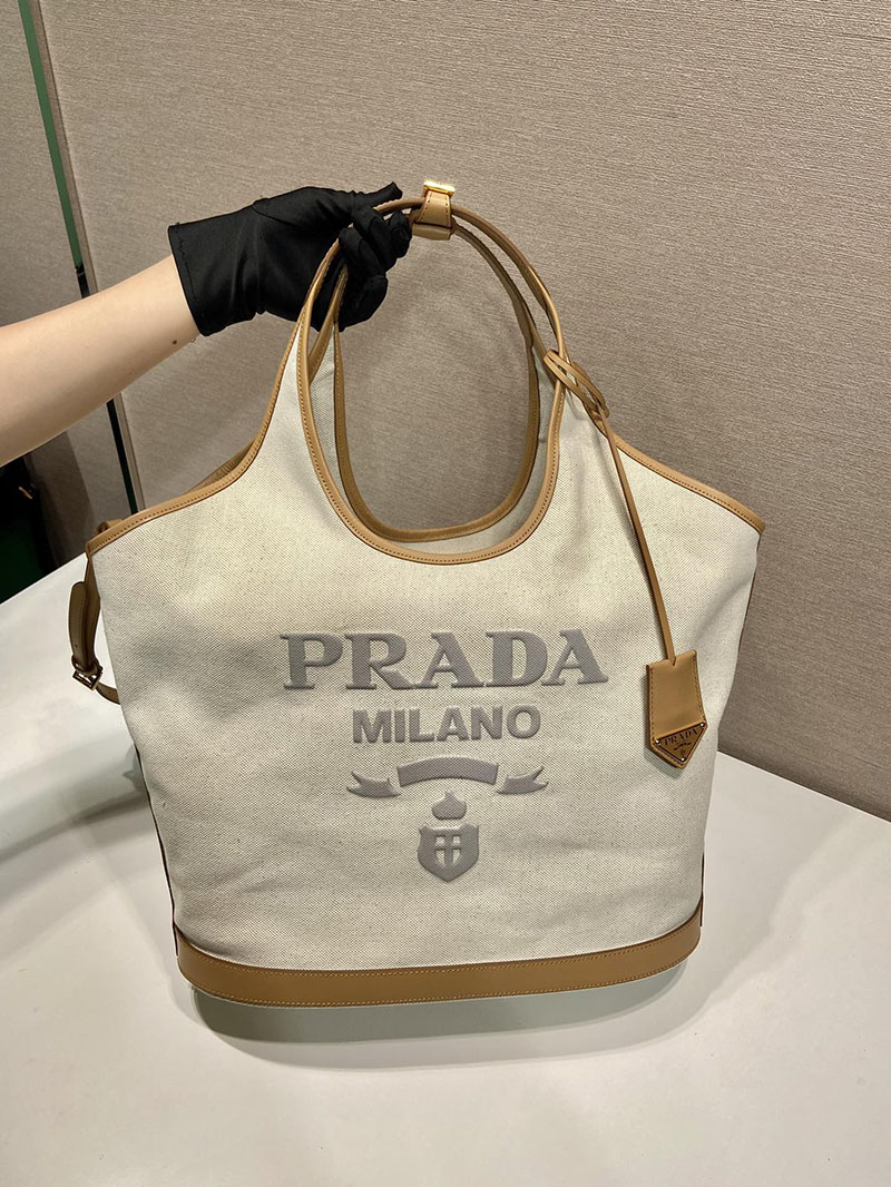 プラダ アウトレット PRADA リネンブレンド レザー ラージ トートバッグ 1BG472_2DLI_F0018_V_OAH ナチュラル H品 プラダ バッグ アウトレット店舗 - 画像 (8)