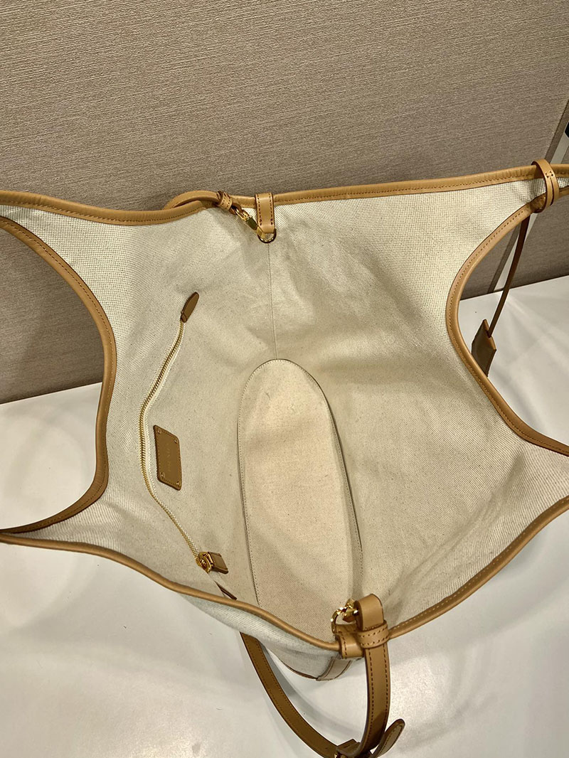 プラダ アウトレット PRADA リネンブレンド レザー ラージ トートバッグ 1BG472_2DLI_F0018_V_OAH ナチュラル H品 プラダ バッグ アウトレット店舗 - 画像 (3)