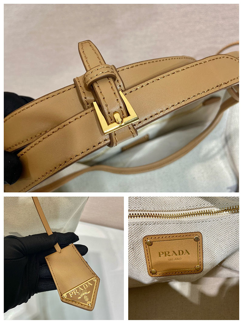 プラダ アウトレット PRADA リネンブレンド レザー ラージ トートバッグ 1BG472_2DLI_F0018_V_OAH ナチュラル H品 プラダ バッグ アウトレット店舗 - 画像 (2)