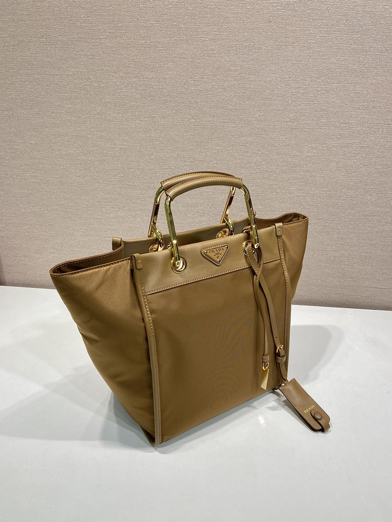 プラダ アウトレット PRADA ミディアム Re-Nylon xレザー トートバッグ 1BG578_RDLN_F0134_V_TOO ブランデー H品 プラダ バッグ 新作 - 画像 (8)