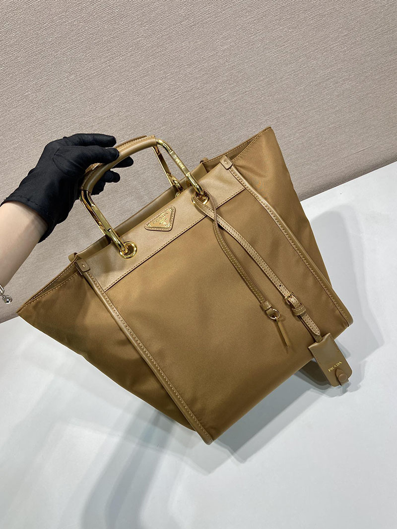 プラダ アウトレット PRADA ミディアム Re-Nylon xレザー トートバッグ 1BG578_RDLN_F0134_V_TOO ブランデー H品 プラダ バッグ 新作 - 画像 (7)