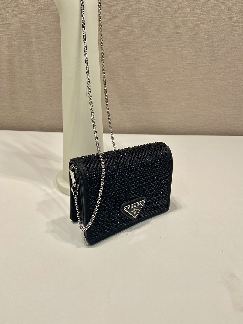 プラダ アウトレット PRADA 23AW ショルダーストラップ付クリスタルカードフォルダー 1MR024_2AWL_F0002 ブラック H品 プラダ バケットバッグ レザー - 画像 (9)