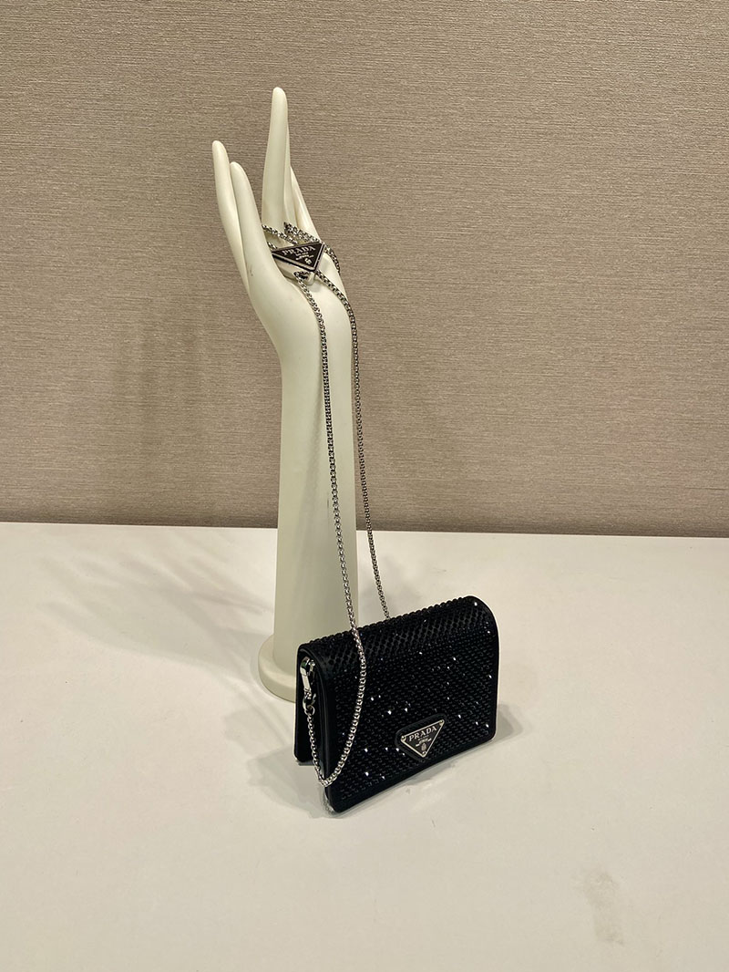 プラダ アウトレット PRADA 23AW ショルダーストラップ付クリスタルカードフォルダー 1MR024_2AWL_F0002 ブラック H品 プラダ バケットバッグ レザー - 画像 (8)