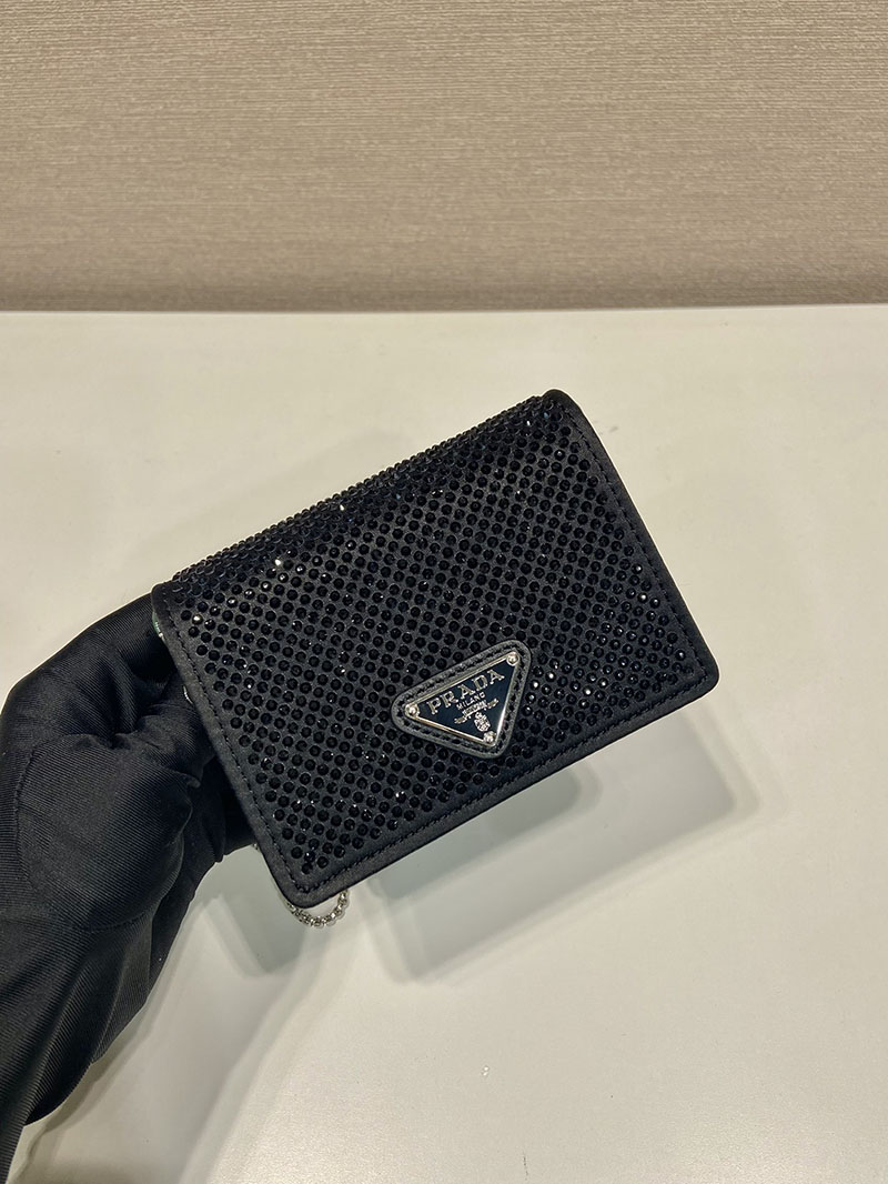 プラダ アウトレット PRADA 23AW ショルダーストラップ付クリスタルカードフォルダー 1MR024_2AWL_F0002 ブラック H品 プラダ バケットバッグ レザー - 画像 (7)