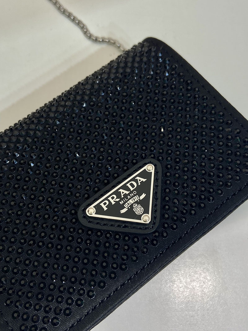 プラダ アウトレット PRADA 23AW ショルダーストラップ付クリスタルカードフォルダー 1MR024_2AWL_F0002 ブラック H品 プラダ バケットバッグ レザー - 画像 (3)