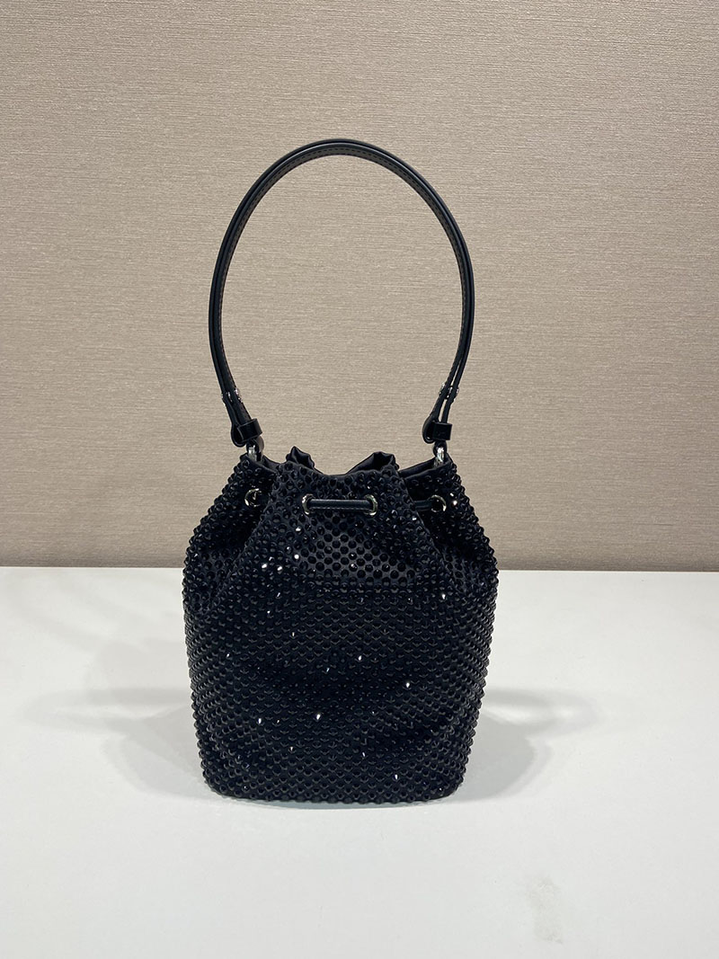 プラダ アウトレット PRADA クリスタル サテン ミニバッグ 1BE067_2AWL_F0002_V_OOO ブラック H品 プラダ バケツ型バッグ - 画像 (8)