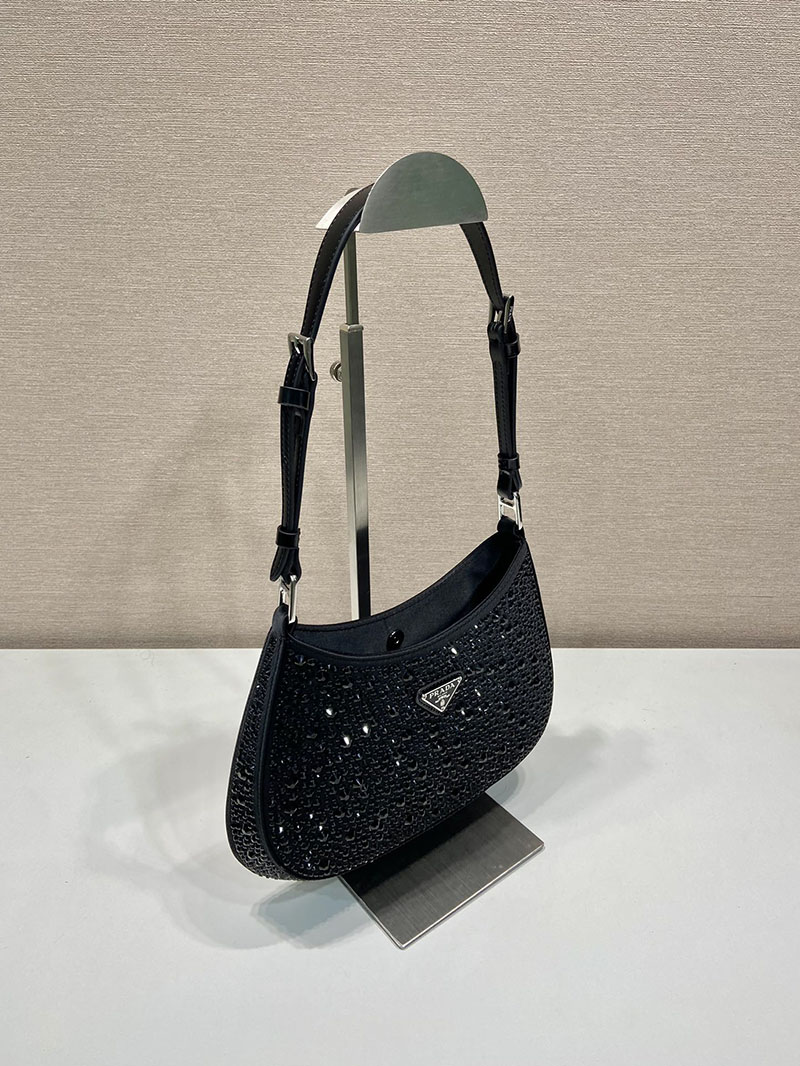 プラダ アウトレット PRADA クレオ クリスタル サテン バッグ 1BC169_2AWL_F0002_V_HOO ブラック H品 プラダ クリスタルバッグ - 画像 (9)