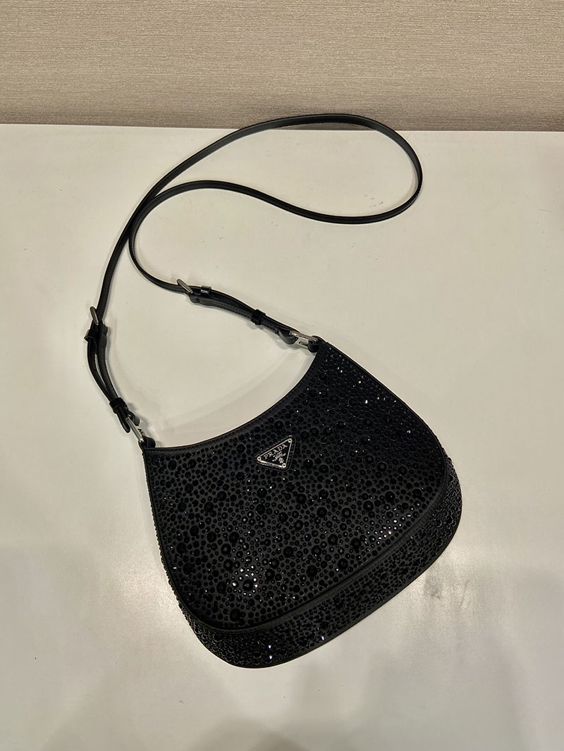 プラダ アウトレット PRADA クレオ クリスタル サテン バッグ 1BC169_2AWL_F0002_V_HOO ブラック H品 プラダ クリスタルバッグ - 画像 (8)