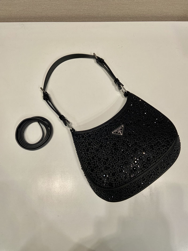 プラダ アウトレット PRADA クレオ クリスタル サテン バッグ 1BC169_2AWL_F0002_V_HOO ブラック H品 プラダ クリスタルバッグ - 画像 (7)